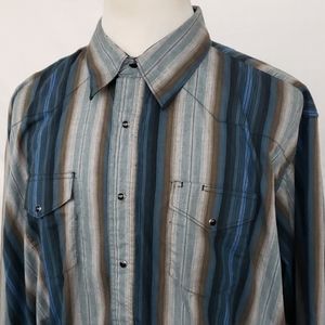 Wrangler Pearl Snap Western Shirt L/S Striped